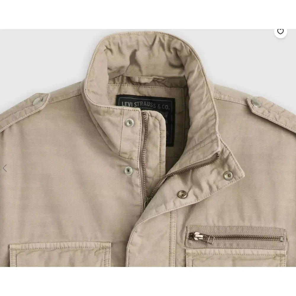 New Levi's Menlo Military Jacket L Style # 001K20000 Vintage Khaki - White